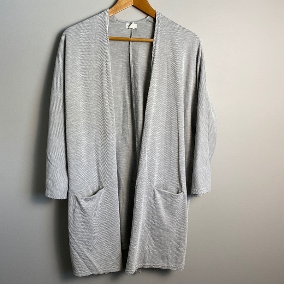 Donna Womens Gray Open Front Dolman Sleeve Fine Ribbed Cardigan Sweater One Size - Picture 1 of 9